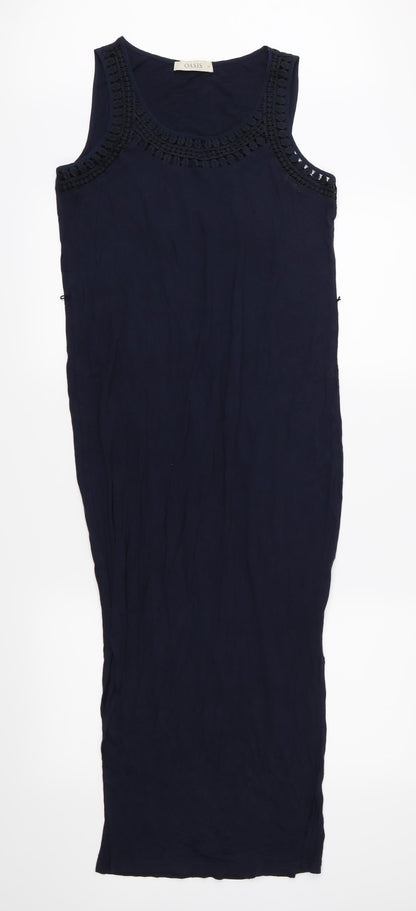 Additional front view of Oasis women’s blue jersey maxi, size XS