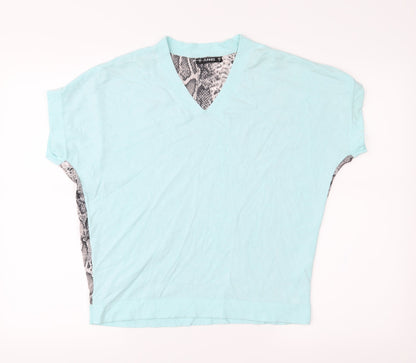 Additional front view of Dunnes women’s green animal print basic blouse, size M
