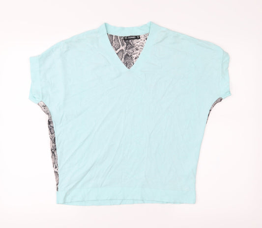 Dunnes Stores Womens Green Animal Print  Basic Blouse Size M