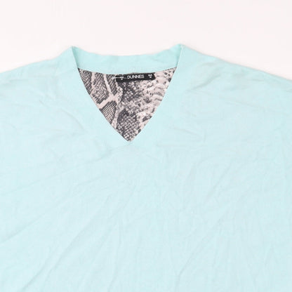 Close-up detail of Dunnes women’s green animal print basic blouse, size M
