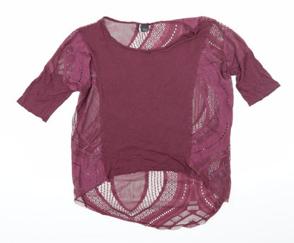 Additional front view of Sparkle & Fade women’s purple basic t-shirt, size M