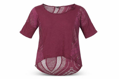 Front view of Sparkle & Fade women’s purple basic t-shirt, size M