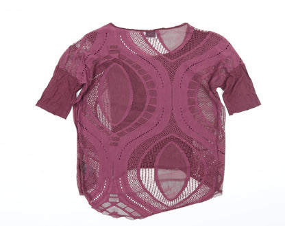 Back view of Sparkle & Fade women’s purple basic t-shirt, size M