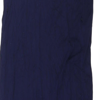 Close-up detail of Oasis women’s blue jersey maxi, size S