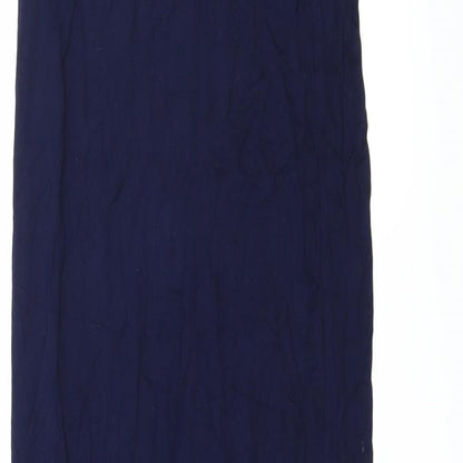 Brand and care label for Oasis women’s blue jersey maxi, size S