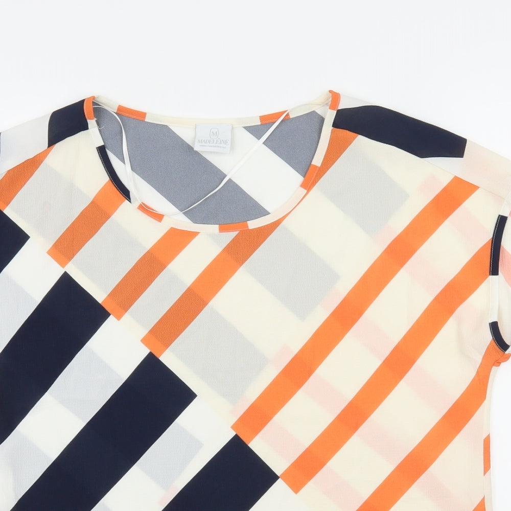 Madeline Womens Multicoloured Striped  Basic Blouse Size 10
