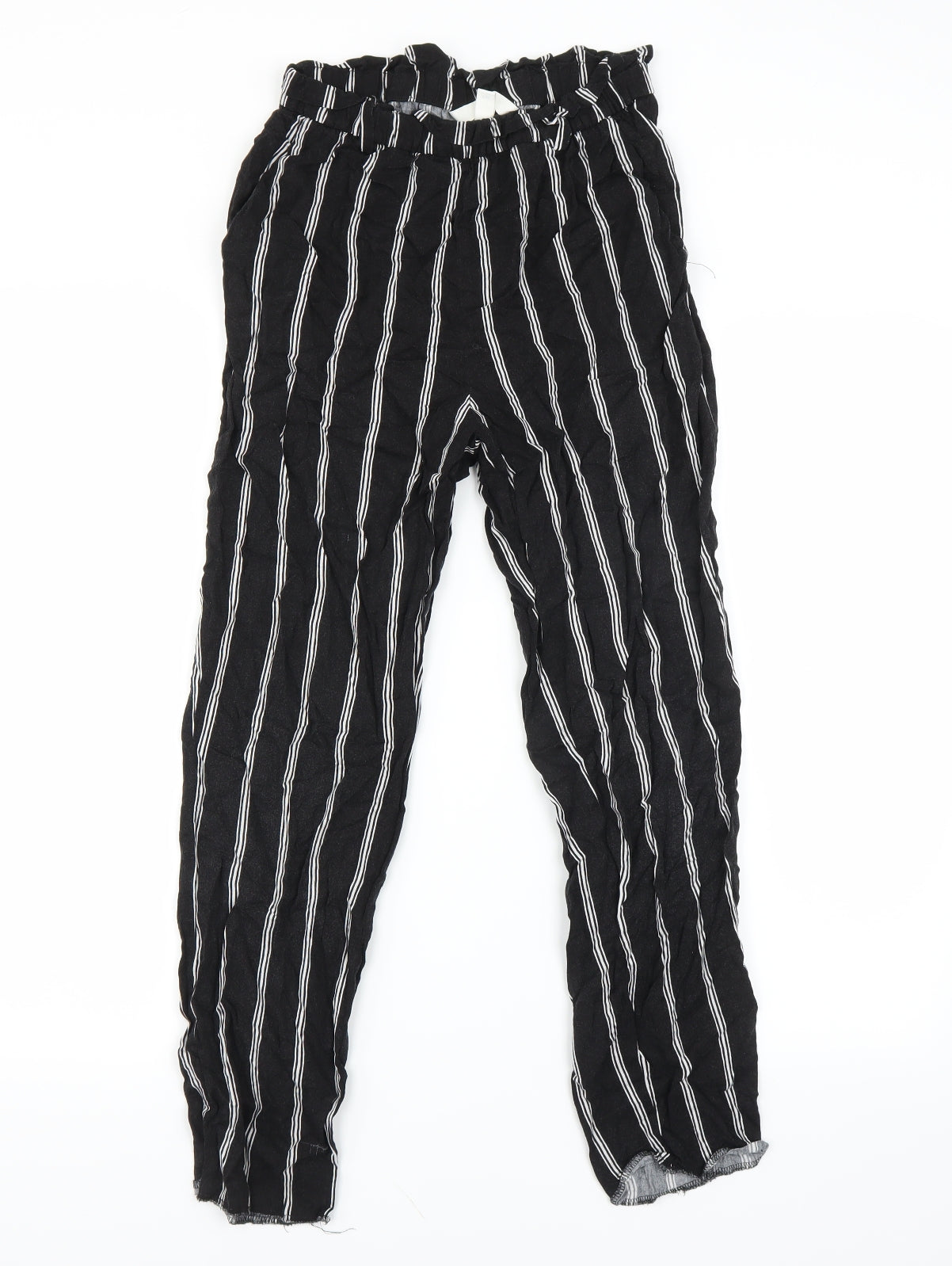 H&M Womens Black Striped  Trousers  Size 6 L25 in