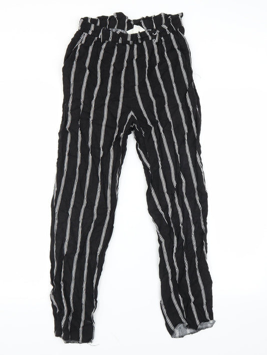 H&M Womens Black Striped  Trousers  Size 6 L25 in