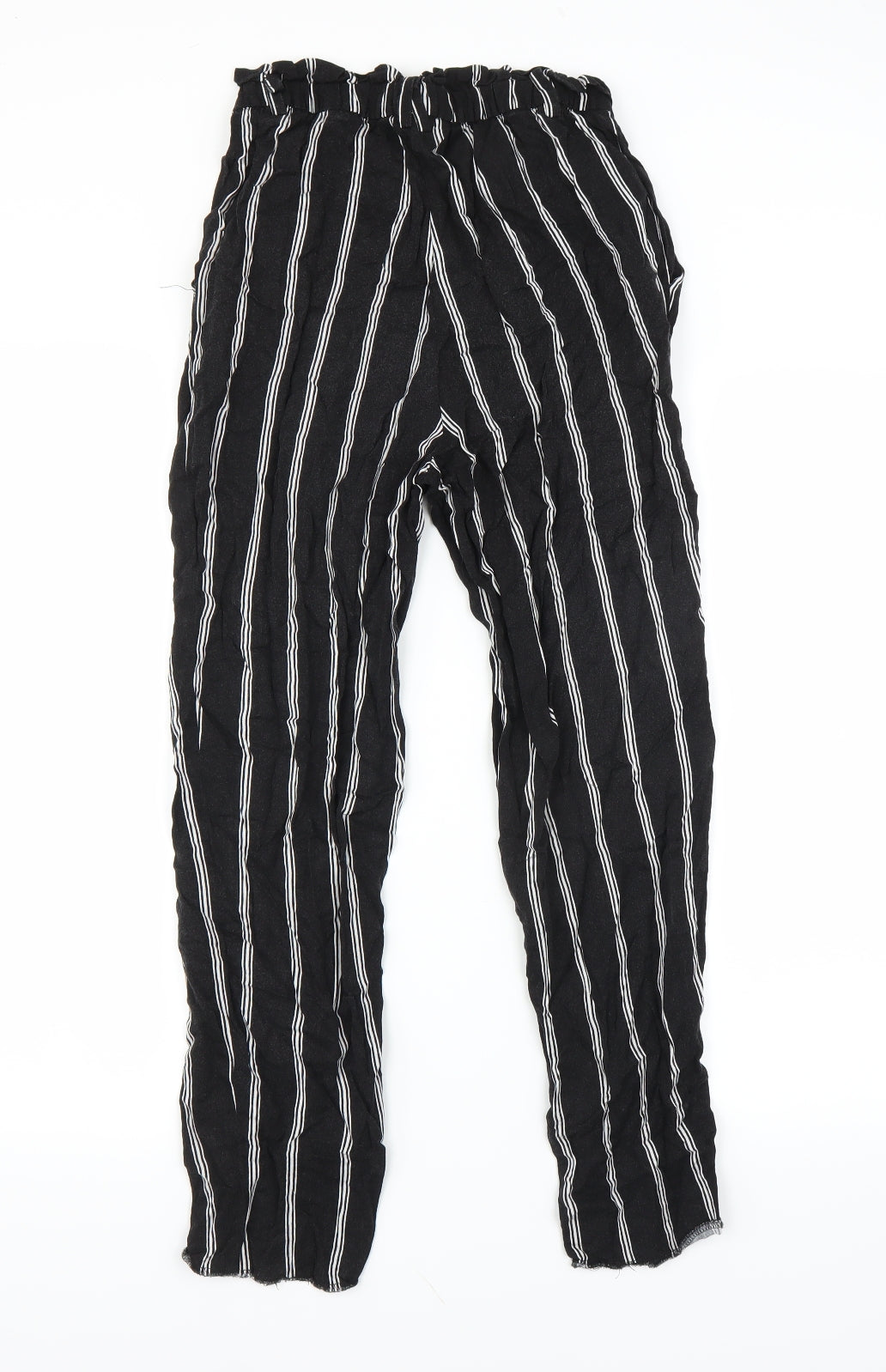 H&M Womens Black Striped  Trousers  Size 6 L25 in