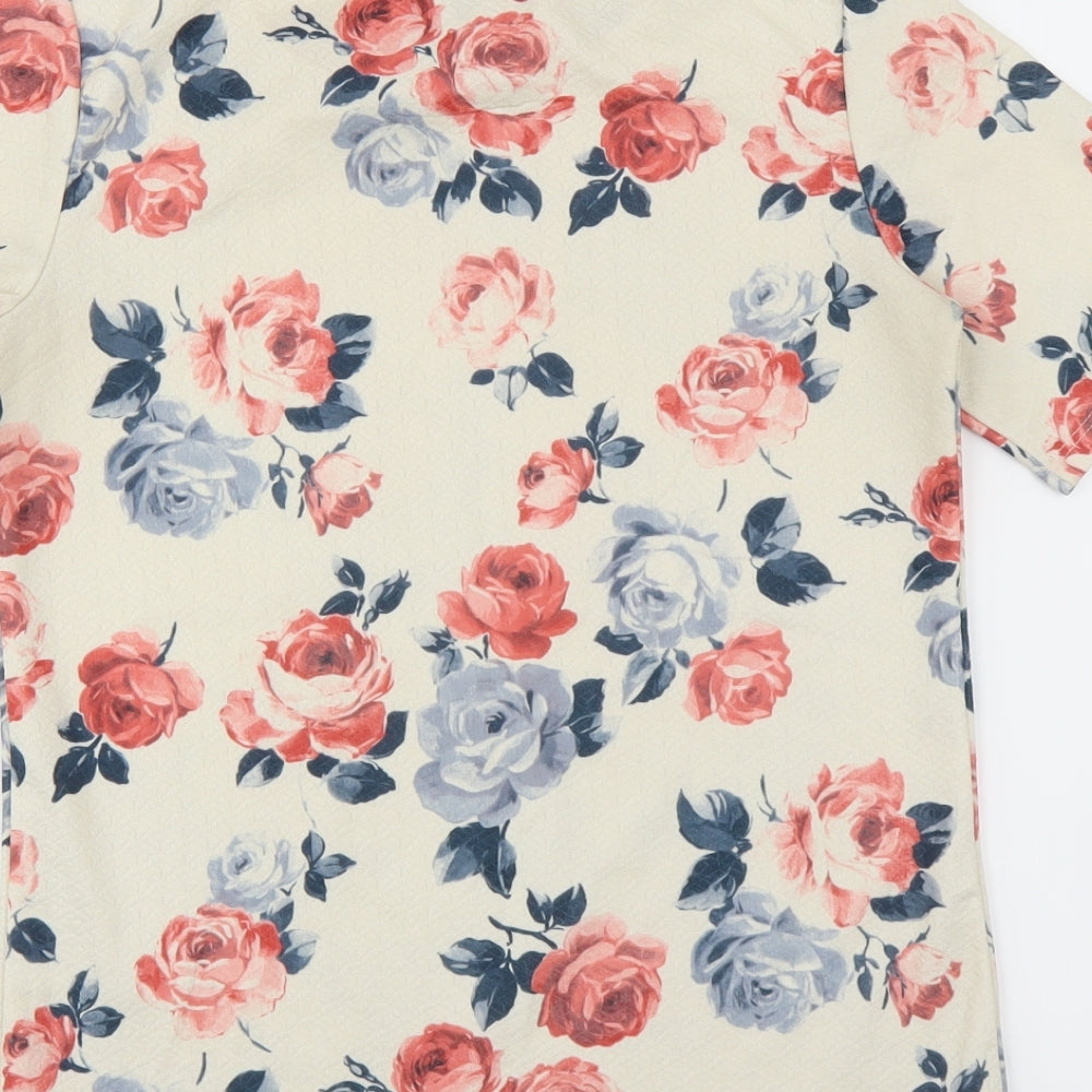 Warehouse Womens Ivory Floral  Basic T-Shirt Size 6