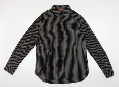 Additional front view of Next men’s brown striped button-up, size L