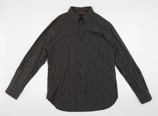 NEXT Mens Brown Striped   Button-Up Size L
