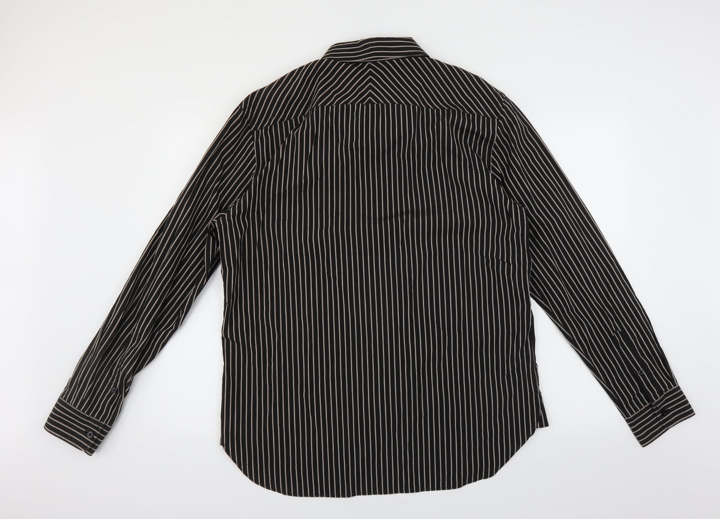 NEXT Mens Brown Striped   Button-Up Size L