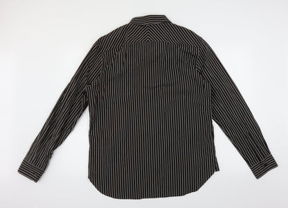 Back view of Next men’s brown striped button-up, size L