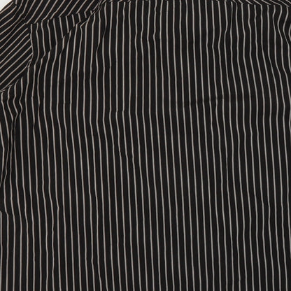 Brand and care label for Next men’s brown striped button-up, size L