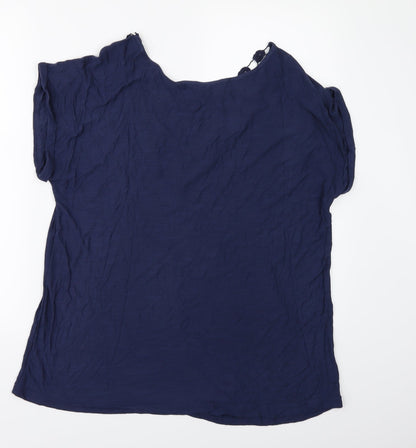 Back view of Classics women’s blue basic t-shirt, size UK 14