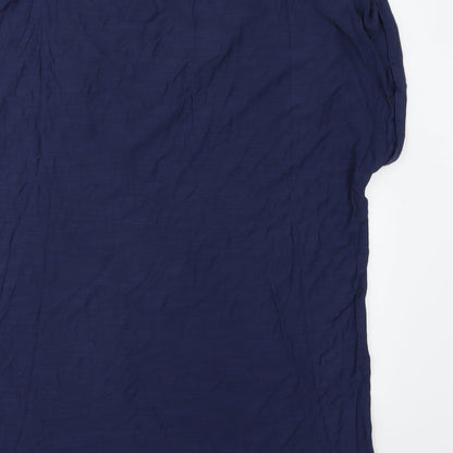 Brand and care label for Classics women’s blue basic t-shirt, size UK 14