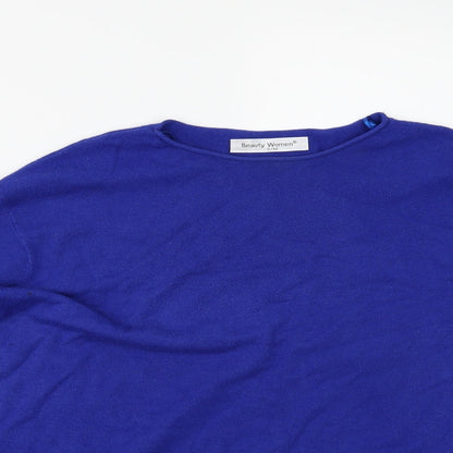 Close-up detail of Beauty Women women’s blue jumper, size M