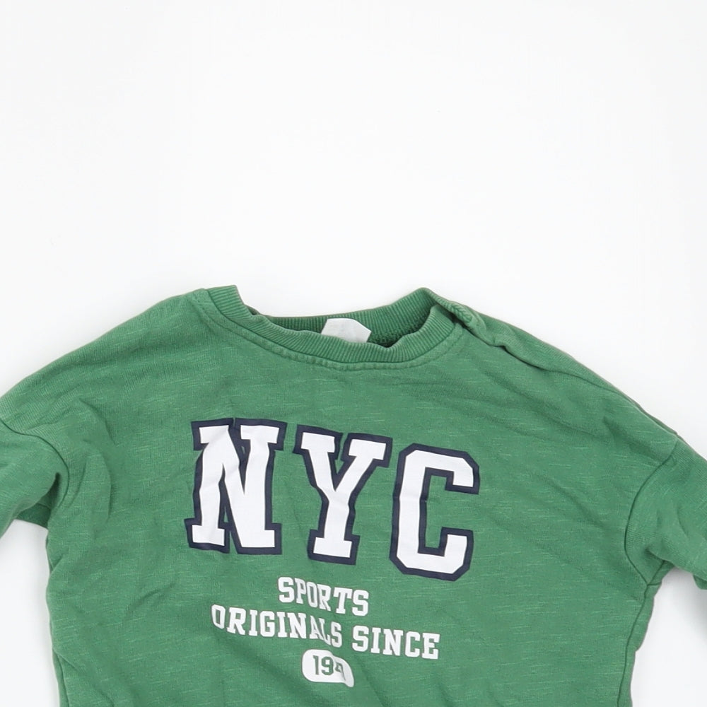 H&M Boys Green   Pullover Sweatshirt Size 2-3 Years