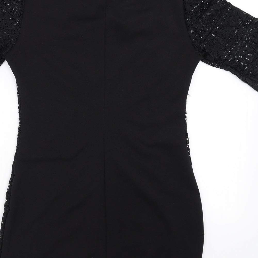 Bain De Nuit Womens Black Floral  Bodycon  Size 8