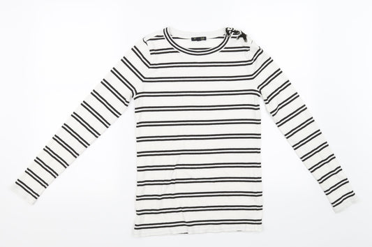 Preworn Womens White Striped  Pullover Jumper Size 6