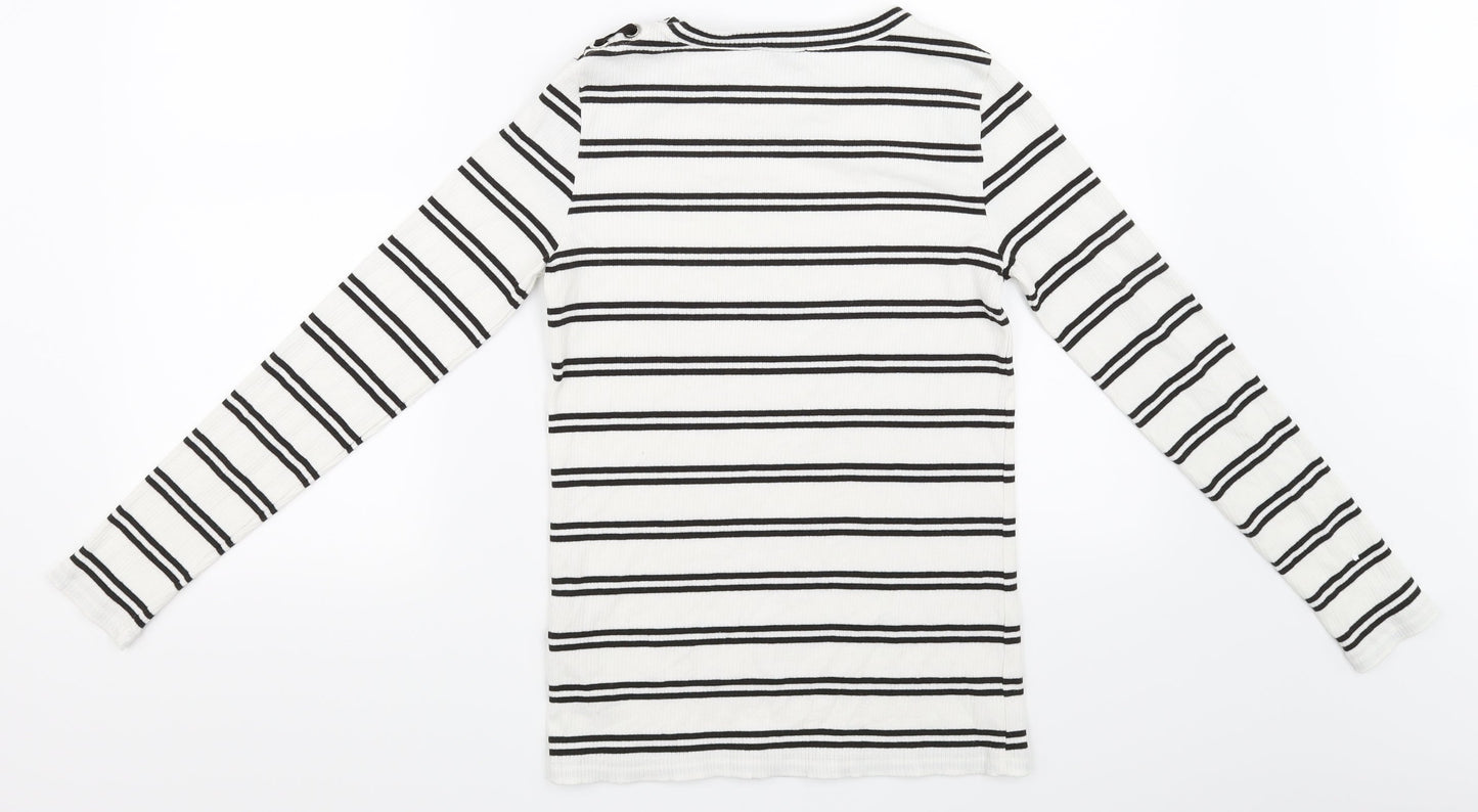 Preworn Womens White Striped  Pullover Jumper Size 6