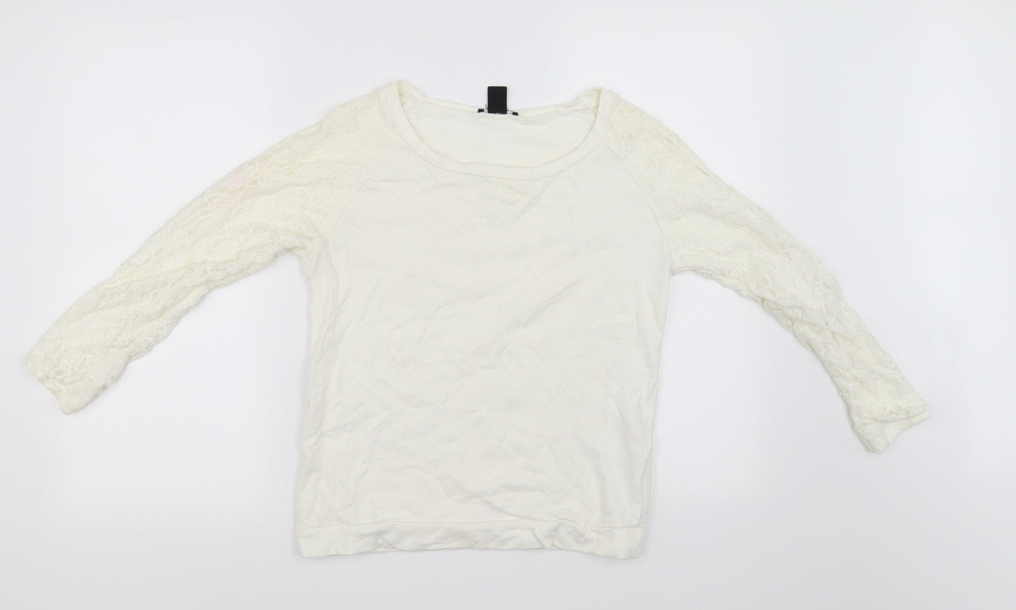 H&M Womens White   Pullover Jumper Size 4