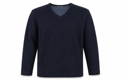Front view of Marks & Spencer men’s blue pullover sweatshirt, size S