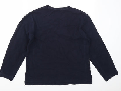 Back view of Marks & Spencer men’s blue pullover sweatshirt, size S