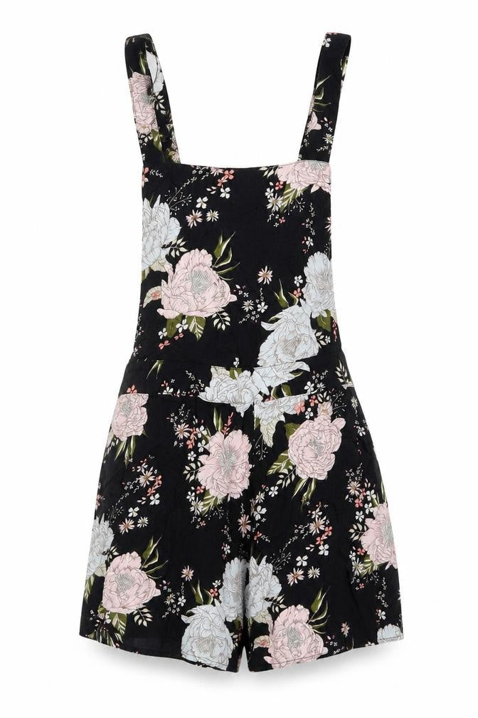 H&M Womens Black Floral  Romper One-Piece Size 10