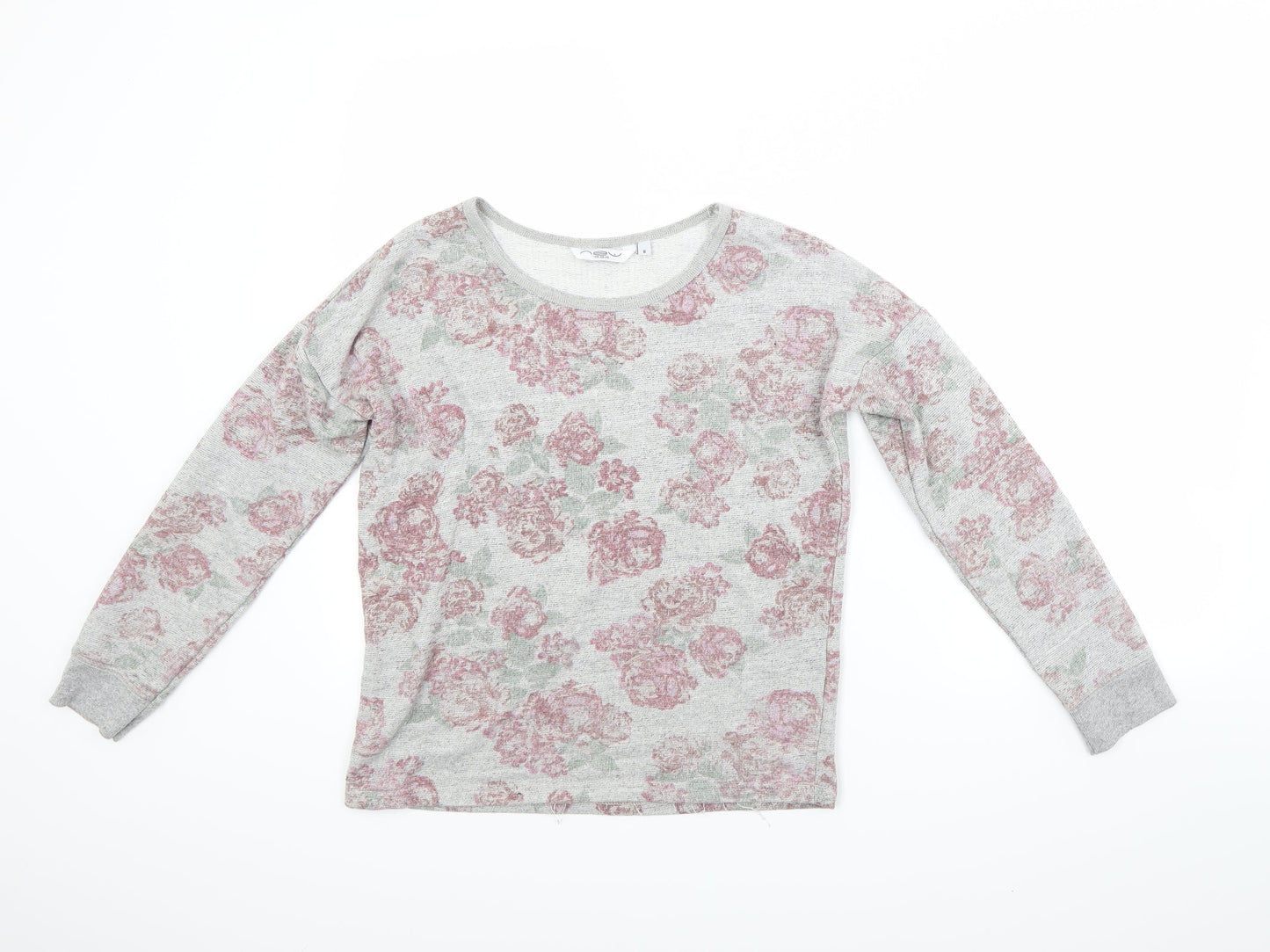 New Look Womens Grey Floral  Pullover Sweatshirt Size 8
