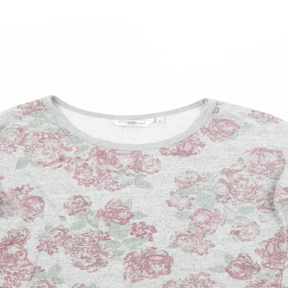 New Look Womens Grey Floral  Pullover Sweatshirt Size 8