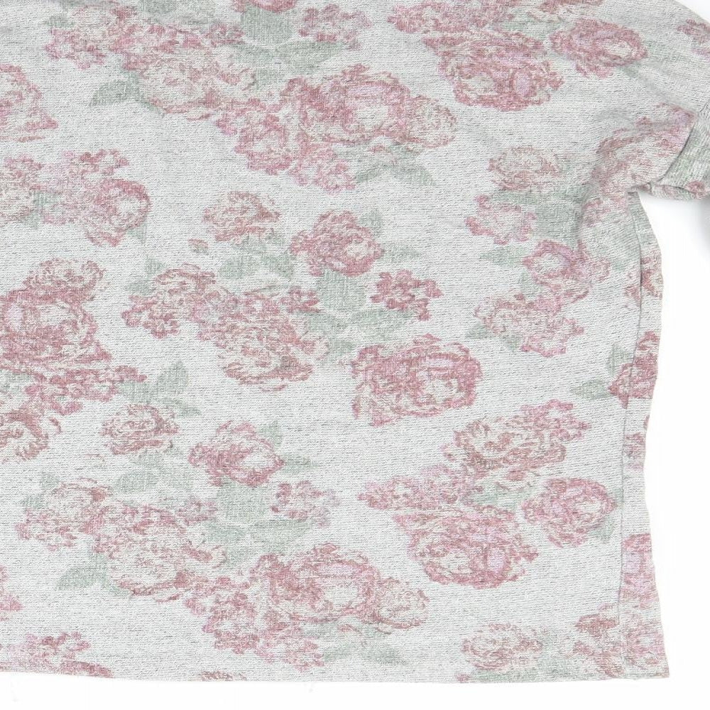 New Look Womens Grey Floral  Pullover Sweatshirt Size 8