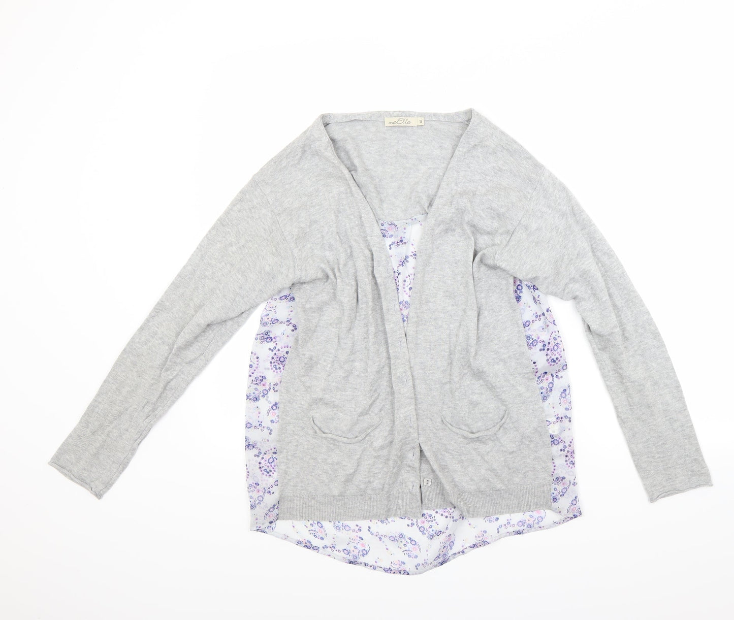 Mia ella Womens Grey Floral  Cardigan Jumper Size S