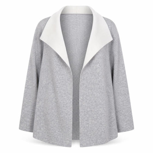 Front view of Papaya women’s grey shrug jumper, size M