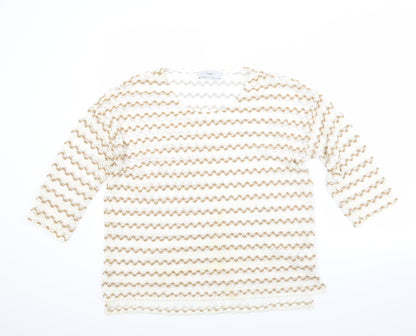 Additional front view of Next women’s beige striped jumper, size UK 14