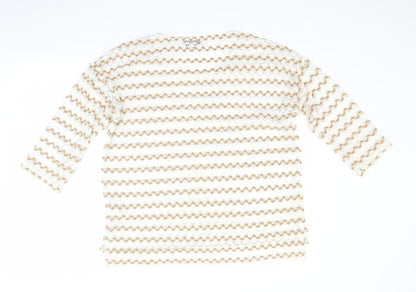 Back view of Next women’s beige striped jumper, size UK 14