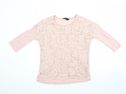 Additional front view of Dorothy Perkins women’s pink floral jumper, size UK 10