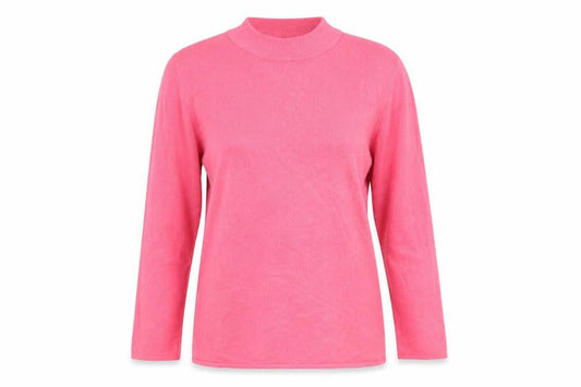 Front view of Bonmarché women’s pink jumper, size UK 14