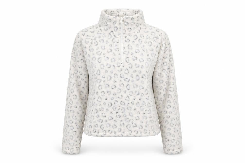 New Look Womens White Animal Print Fleece Pullover Sweatshirt Size S