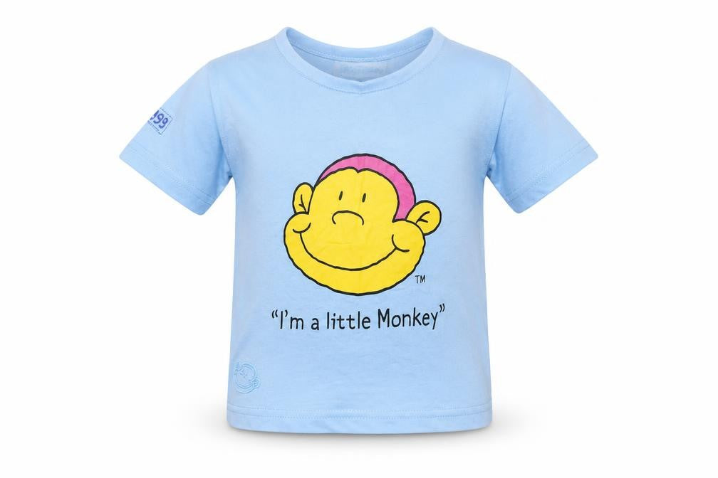 Monkey music Baby Blue  Jersey Basic T-Shirt Size 12 Months  - Little monkey