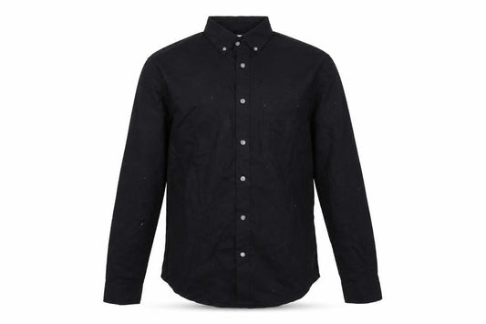 Front view of Old Navy men’s black woven button-up, size S