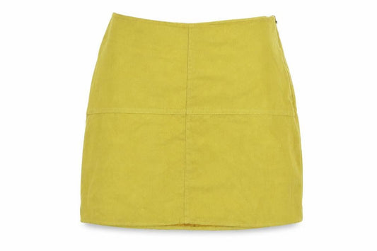 Front view of Atmosphere women’s green velour a-line skirt, size UK 10
