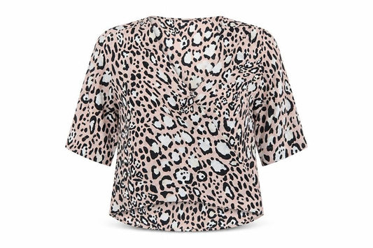Topshop Womens Pink Animal Print Chiffon Basic Blouse Size 10