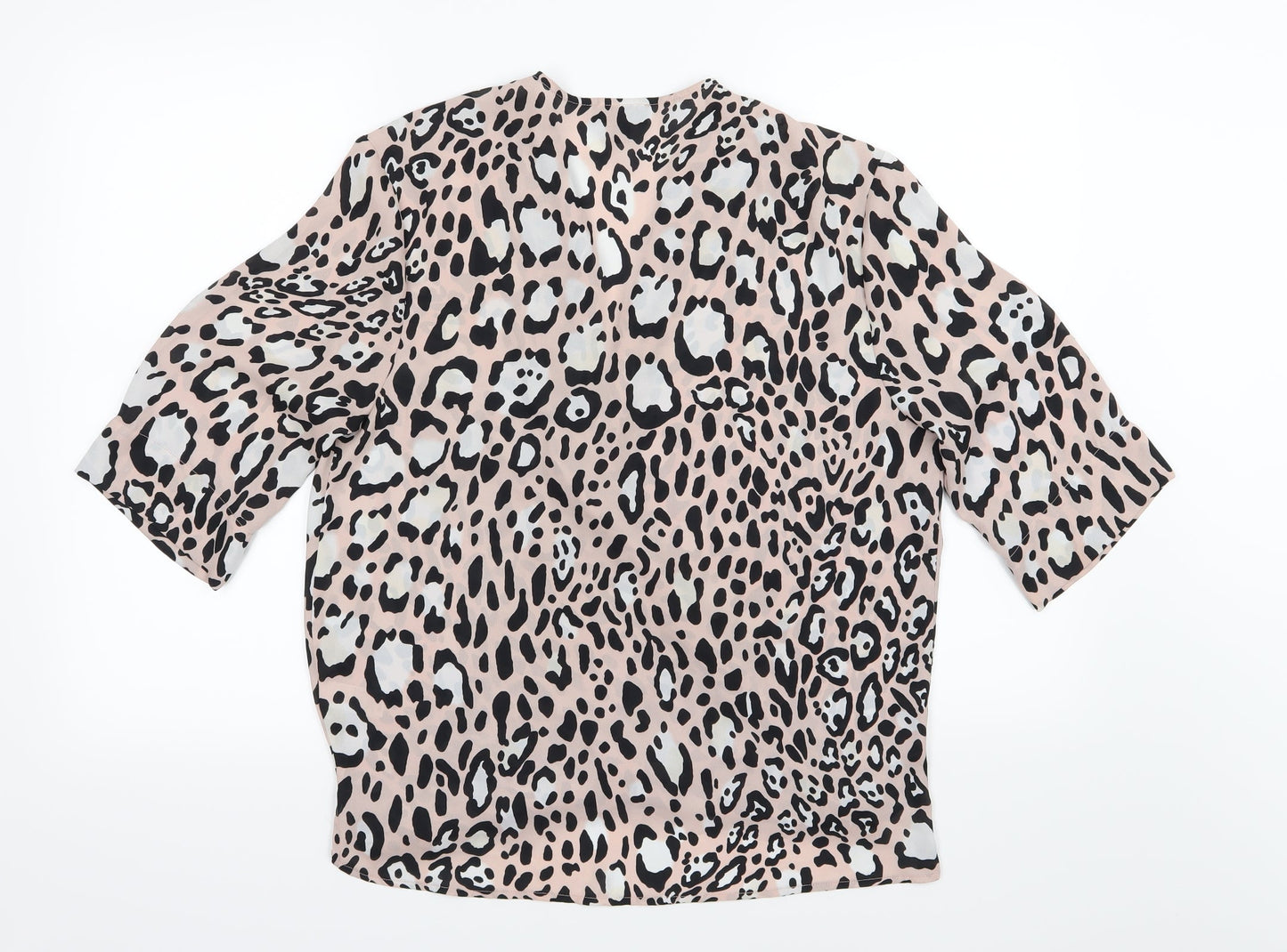 Topshop Womens Pink Animal Print Chiffon Basic Blouse Size 10