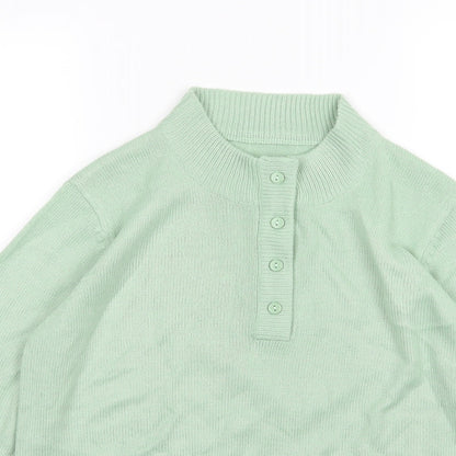 Close-up detail of Damart women’s green knit jumper, size UK 10