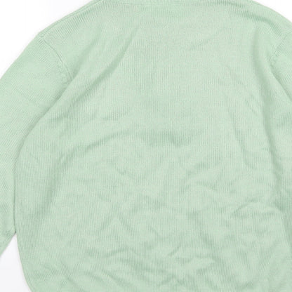 Brand and care label for Damart women’s green knit jumper, size UK 10