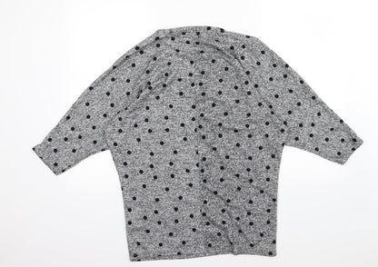 Back view of Dorothy Perkins women’s grey polka dot jersey jumper, size UK 14