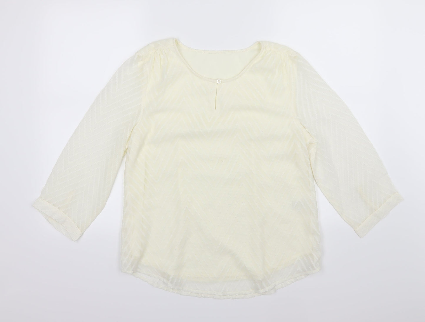 Damart Womens Ivory Striped Chiffon Basic Blouse Size 12