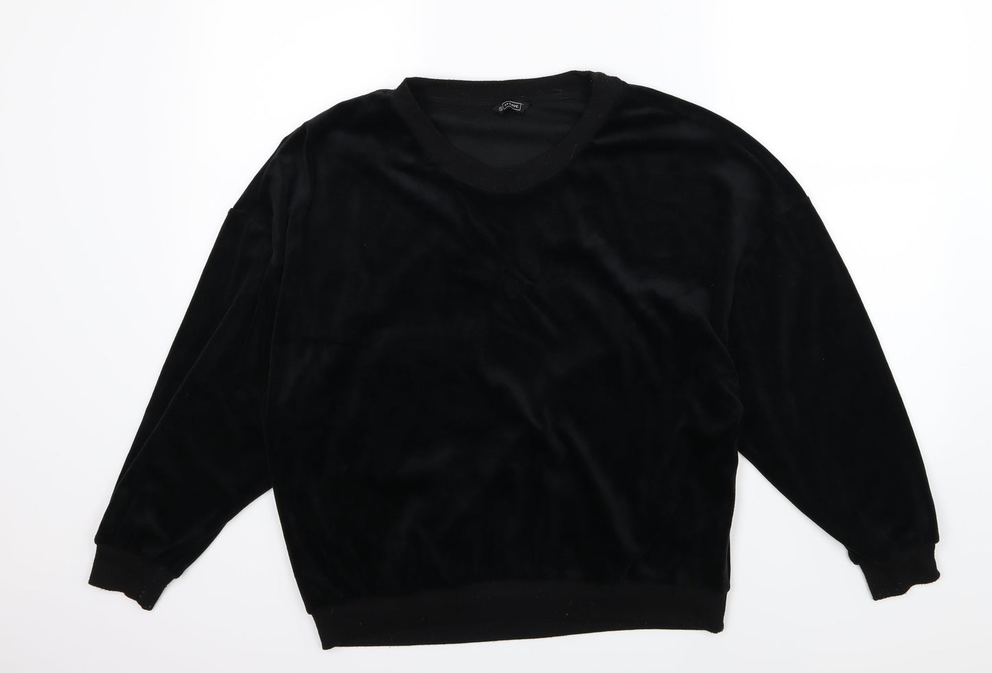 Avenue Womens Black  Velour Pullover Sweatshirt Size S